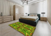 Patterned Green Rug in a Bedroom, pat1761yw