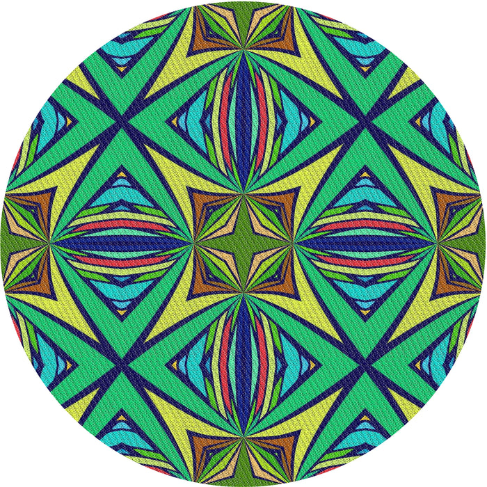 Sideview of Patterned Green Modern Rug, pat1761