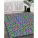 Patterned Green Modern Rug in Family Room, pat1762