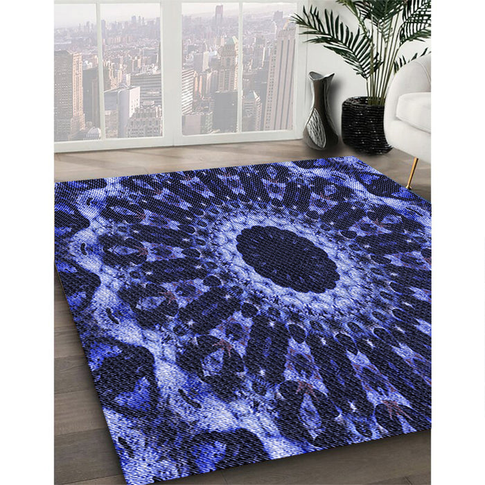 Patterned Midnight Blue Rug in Family Room, pat1763blu