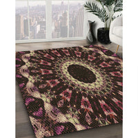 Patterned Chocolate Brown Rug, pat1763brn