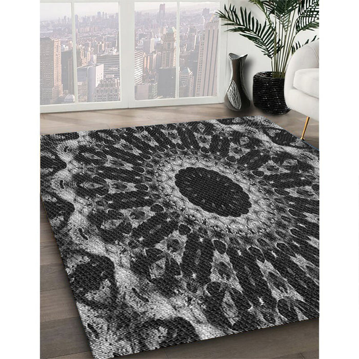Patterned Gray Rug in Family Room, pat1763gry