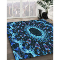 Patterned Blue Ivy Blue Rug, pat1763lblu