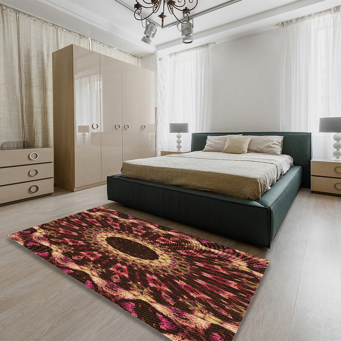 Patterned Red Rug in a Bedroom, pat1763org