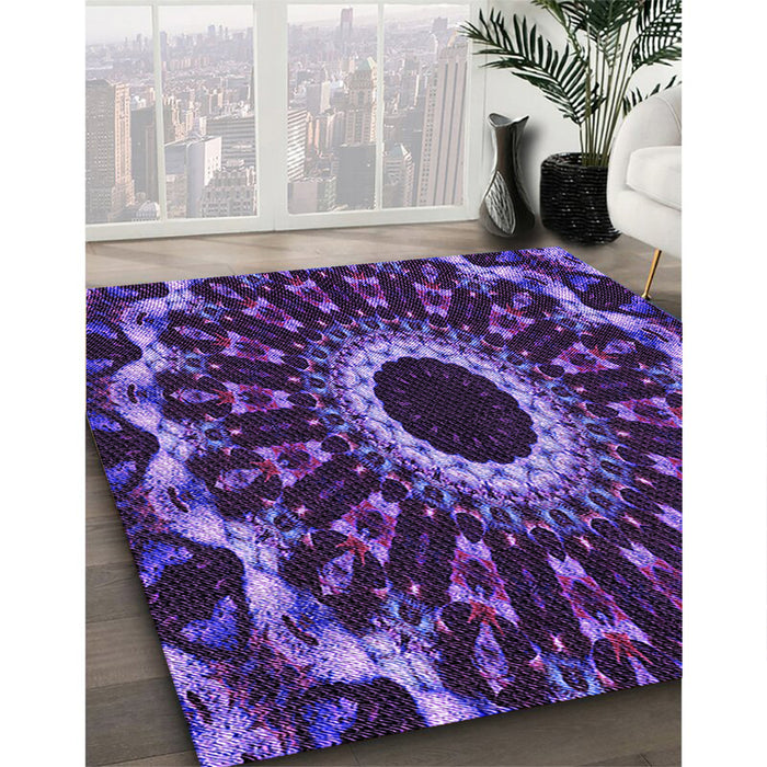 Patterned Purple Plum Purple Rug in Family Room, pat1763pur