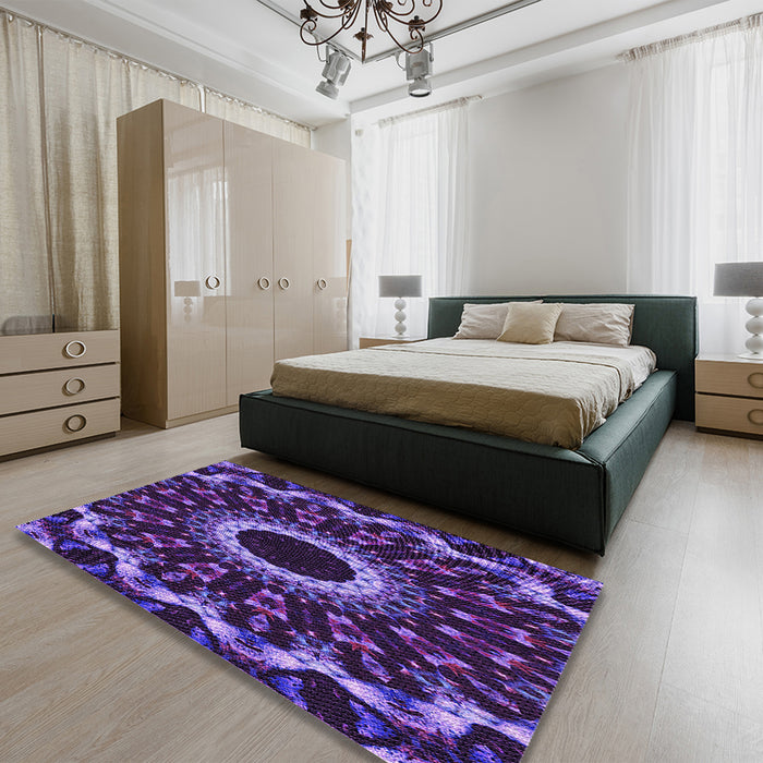 Patterned Purple Plum Purple Rug in a Bedroom, pat1763pur