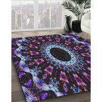 Patterned Lavender Purple Modern Rug, pat1763