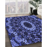 Patterned Midnight Blue Rug, pat1764blu