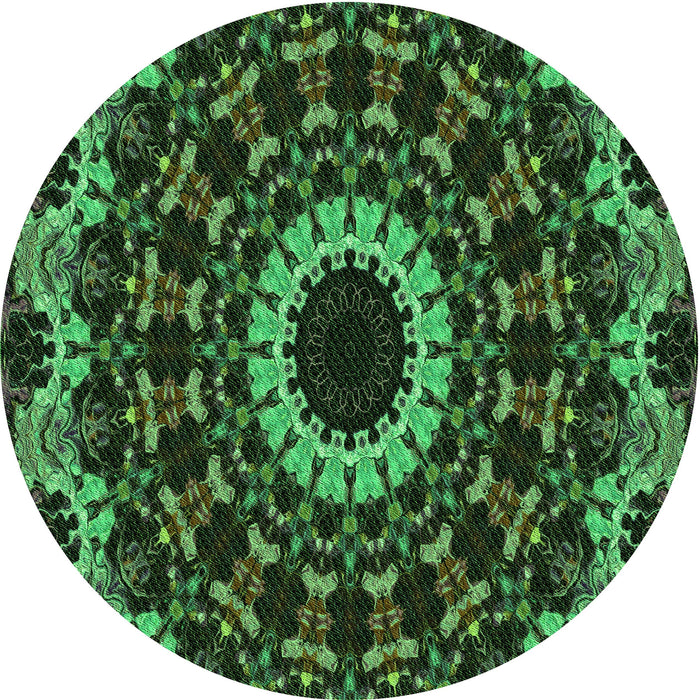 Square Machine Washable Transitional Dark Forest Green Rug in a Living Room, wshpat1764grn