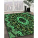 Machine Washable Transitional Dark Forest Green Rug in a Family Room, wshpat1764grn