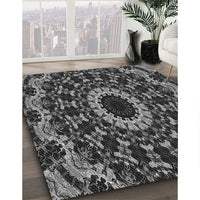 Patterned Charcoal Black Rug, pat1764gry