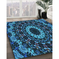 Patterned Deep-Sea Blue Rug, pat1764lblu