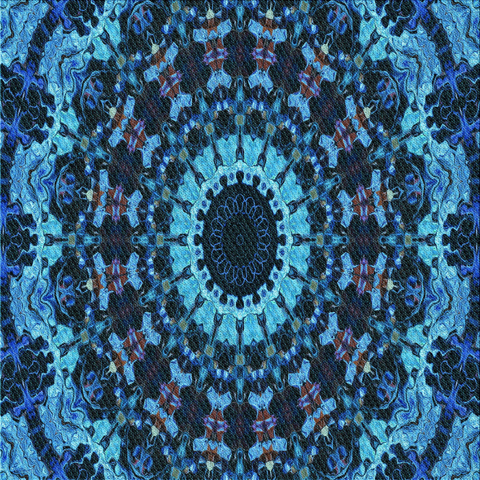 Round Machine Washable Transitional Deep-Sea Blue Rug, wshpat1764lblu