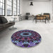 Round Patterned Lavender Purple Modern Rug in a Office, pat1764