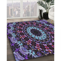 Patterned Lavender Purple Modern Rug, pat1764