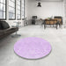 Round Patterned Violet Purple Rug in a Office, pat1765pur