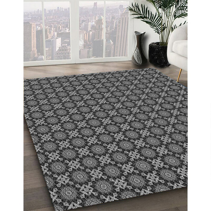 Patterned Gray Rug in Family Room, pat1766gry