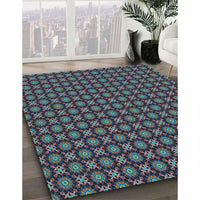 Patterned Burgundy Brown Rug, pat1766lblu