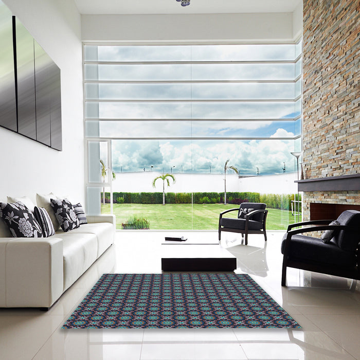 Machine Washable Transitional Burgundy Brown Rug in a Kitchen, wshpat1766lblu