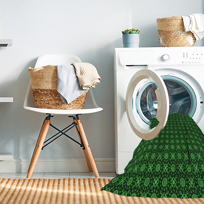 Machine Washable Transitional Dark Forest Green Rug in a Washing Machine, wshpat1767grn