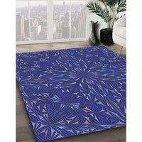 Patterned Denim Dark Blue Rug, pat1768blu