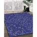 Patterned Denim Dark Blue Rug in Family Room, pat1768blu