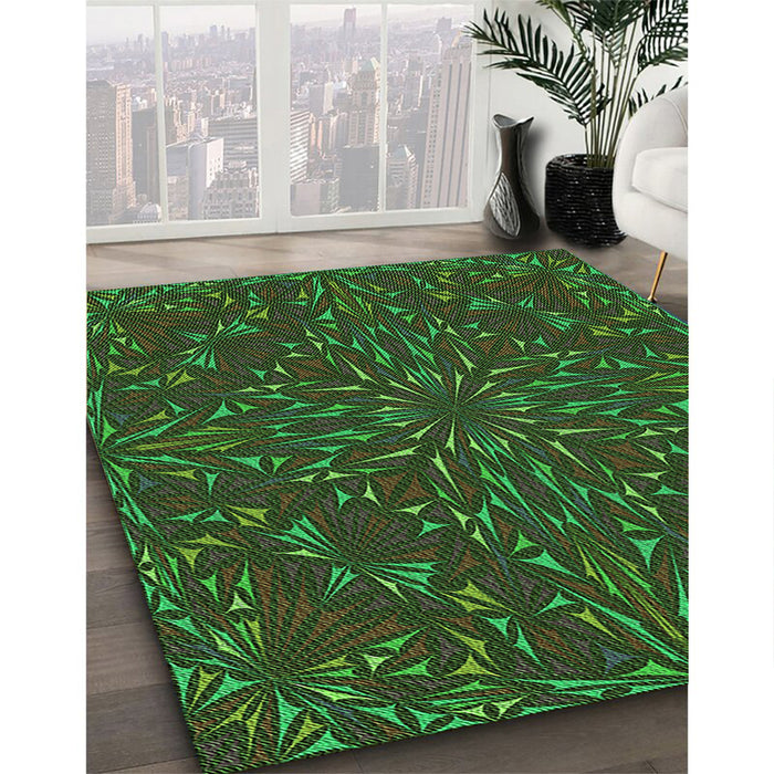 Machine Washable Transitional Dark Lime Green Rug in a Family Room, wshpat1768grn