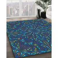 Patterned Blue Ivy Blue Rug, pat1768lblu