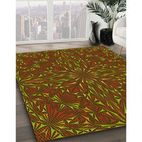 Patterned Saffron Red Rug, pat1768yw