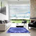 Square Patterned Sky Blue Rug in a Living Room, pat1769blu