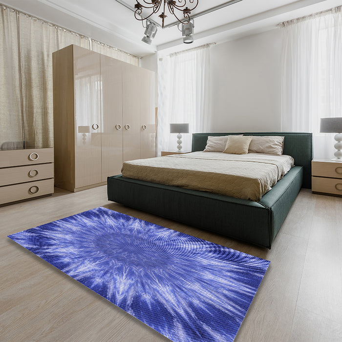 Patterned Sky Blue Rug in a Bedroom, pat1769blu