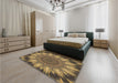 Patterned Caramel Brown Rug in a Bedroom, pat1769brn