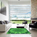 Machine Washable Transitional Green Rug in a Kitchen, wshpat1769grn