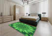 Patterned Green Rug in a Bedroom, pat1769grn