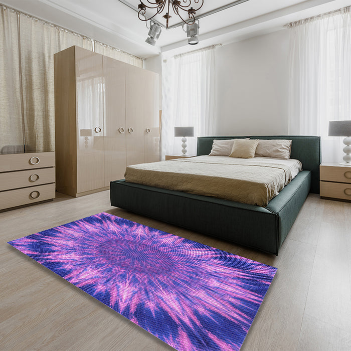 Patterned Purple Rug in a Bedroom, pat1769pur