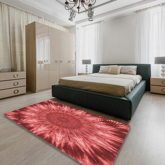 Patterned Red Rug in a Bedroom, pat1769rd