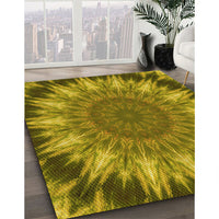 Patterned Dark Bronze Brown Rug, pat1769yw