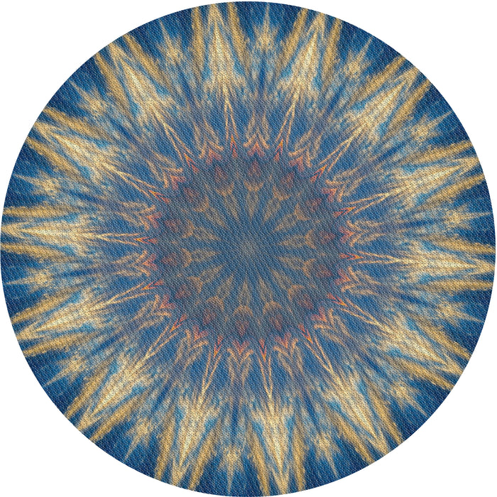 Sideview of Patterned Blue Novelty Rug, pat1769