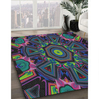 Patterned Dark Purple Novelty Rug, pat176