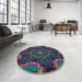 Round Patterned Dark Purple Novelty Rug in a Office, pat176