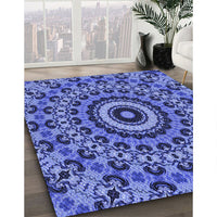 Patterned Sky Blue Rug, pat177blu