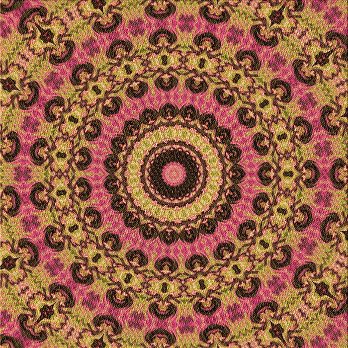 Round Patterned Orange Rug, pat177org