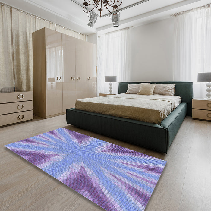 Patterned Sky Blue Rug in a Bedroom, pat1770blu