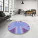 Round Patterned Sky Blue Rug in a Office, pat1770blu