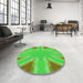 Round Patterned Neon Green Rug in a Office, pat1770grn