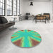 Round Patterned Green Rug in a Office, pat1770lblu