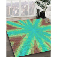 Patterned Green Rug, pat1770lblu