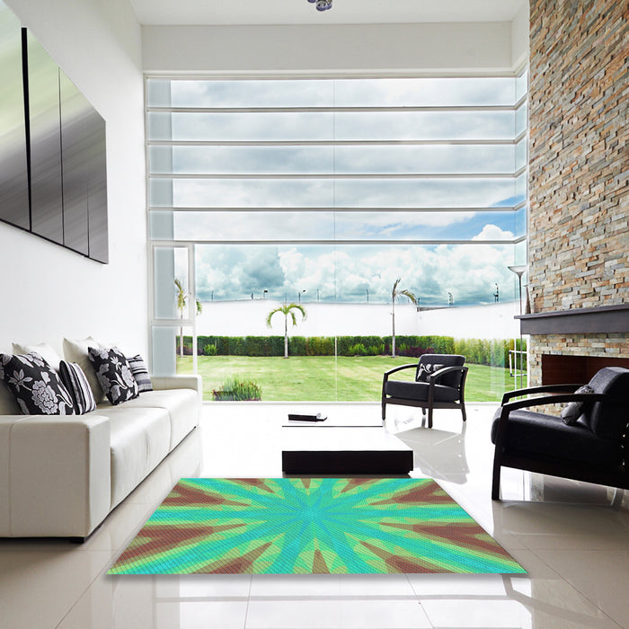 Square Patterned Green Rug in a Living Room, pat1770lblu