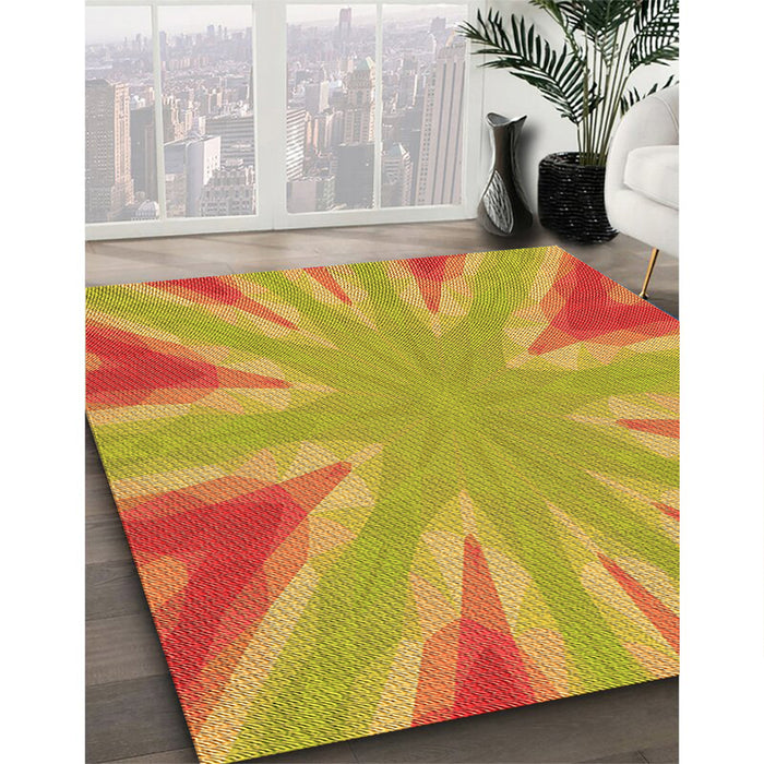 Patterned Orange Rug in Family Room, pat1770org