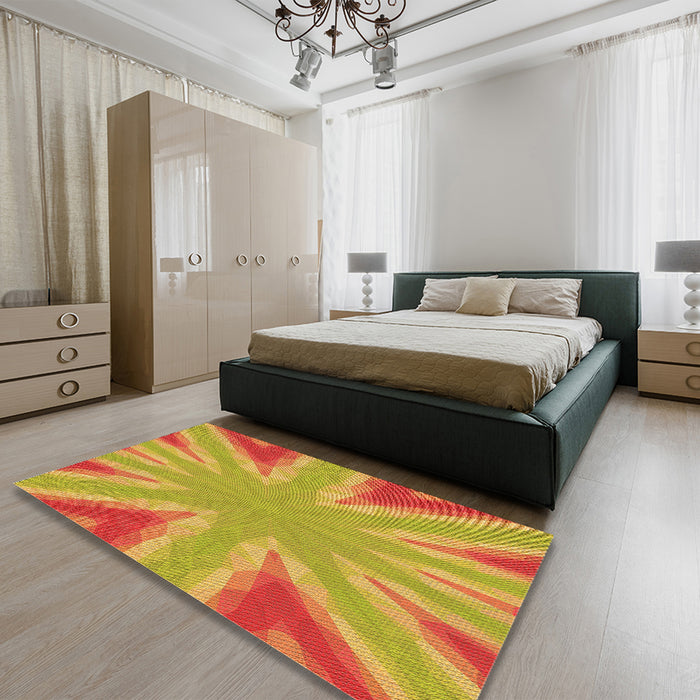 Round Machine Washable Transitional Orange Rug in a Office, wshpat1770org